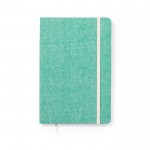 Caderno de algodão reciclado com elástico cor verde primeira vista