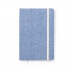 Caderno de algodão reciclado com elástico cor azul primeira vista