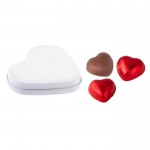 Lata, forma de coração, 3 chocolates e tampa personalizável cor branco segunda vista