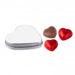 Lata, forma de coração, 3 chocolates e tampa personalizável cor prateado segunda vista