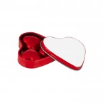 Lata, forma de coração, 3 chocolates e tampa personalizável cor vermelho segunda vista