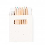 6 lápis de cor em caixa de sementes com apara-lápis cor natural quarta vista