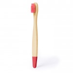 Escova de dentes para crianças de bambu com detalhes coloridos cor vermelho primeira vista