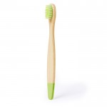 Escova de dentes para crianças de bambu com detalhes coloridos cor verde primeira vista
