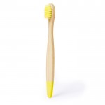 Escova de dentes para crianças de bambu com detalhes coloridos cor amarelo primeira vista