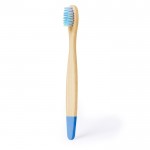Escova de dentes para crianças de bambu com detalhes coloridos cor azul primeira vista