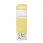 Páreo toalha de algodão com detalhes em ambas as extremidades 180g/m2 cor amarelo primeira vista