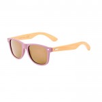 Óculos de sol coloridos com hastes de bambu e proteção UV400 cor cor-de-rosa primeira vista