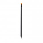 Lápis de cor preto com mina preta e borracha de várias cores cor cor-de-laranja primeira vista