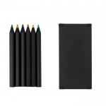 Conjunto de 6 lápis de madeira preta em estojo de cartão reciclado terceira vista