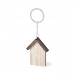 Porta-chaves em madeira com desenho de casa cor natural segunda vista