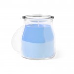 Vela de vidro com vários aromas cor azul primeira vista