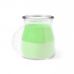 Vela de vidro com vários aromas cor verde-claro primeira vista