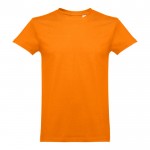 T-shirt em algodão para brindes corporativos cor cor-de-laranja primeira vista