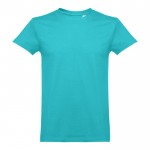T-shirt em algodão para brindes corporativos cor turquesa primeira vista