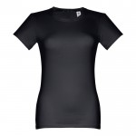 T-shirt de mulher personalizável com a marca cor preto primeira vista