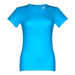 T-shirt de mulher personalizável com a marca cor ciano primeira vista