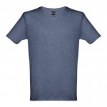 T-shirt de algodão personalizável com o logo cor azul mesclado primeira vista