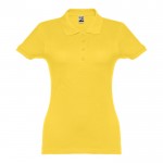 Polo feminino personalizável de manga curta cor amarelo primeira vista