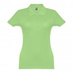 Polo feminino personalizável de manga curta cor verde-claro primeira vista