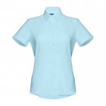 Elegante camisa de manga curta para empresas cor azul-claro primeira vista