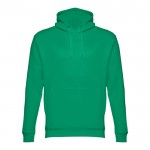 Sweatshirt confortável com capuz e logotipo cor verde primeira vista