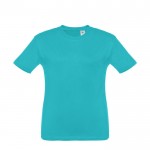 T-shirt de tamanho infantil para oferecer cor turquesa primeira vista