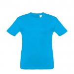 T-shirt de tamanho infantil para oferecer cor ciano primeira vista