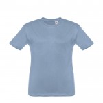T-shirt de tamanho infantil para oferecer cor azul-claro primeira vista