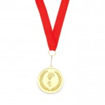 Medalha metálica motivo olímpico cor dourado