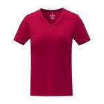 T-shirt gola em V de mulher algodão 160 g/m2 Elevate Life cor vermelho segunda vista frontal