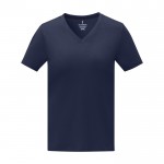T-shirt gola em V de mulher algodão 160 g/m2 Elevate Life cor azul-marinho segunda vista frontal