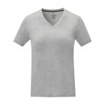 T-shirt gola em V de mulher algodão 160 g/m2 Elevate Life cor cinzento segunda vista frontal