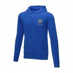 Sweatshirt com capuz de algodão homem 240 g/m2 Elevate Essentials cor azul vista impressão serigrafia