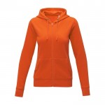 Sweatshirt com capuz de algodão mulher 240 g/m2 Elevate Essentials cor cor-de-laranja segunda vista frontal