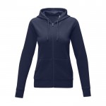 Sweatshirt com capuz de algodão mulher 240 g/m2 Elevate Essentials cor azul-marinho segunda vista frontal