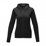 Sweatshirt com capuz de algodão mulher 240 g/m2 Elevate Essentials cor preto segunda vista frontal