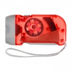 Lanterna de plástico, dínamo c. 2 luzes LED/pilhas incluídas cor vermelho primeira vista