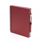 Caderno publicitário A5 com argolas e caneta cor vermelho