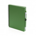 Caderno publicitário A5 com argolas e caneta cor verde