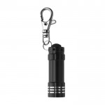 Porta-chaves de alumínio com lanterna LED cor preto primeira vista