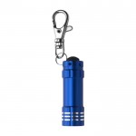 Porta-chaves de alumínio com lanterna LED cor azul real primeira vista