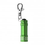 Porta-chaves de alumínio com lanterna LED cor verde-claro primeira vista