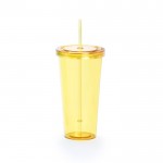 Copos de plástico com palhina para brindes cor amarelo