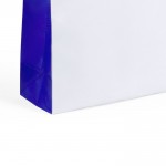 Saco branco em non-woven com lados coloridos cor azul segunda vista
