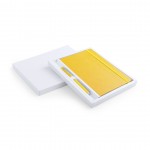 Conjunto de caderno e caneta para empresas cor amarelo