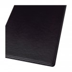 Caderno com capa de pele sintética preta, folhas A4 pautadas cor preto terceira vista