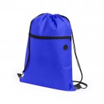 Saco tipo mochila com bolso e fecho cor azul primeira vista