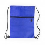 Saco tipo mochila com bolso e fecho cor azul