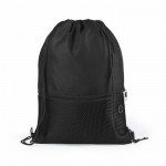 Mochila saco personalizada com bolso cor preto primeira vista